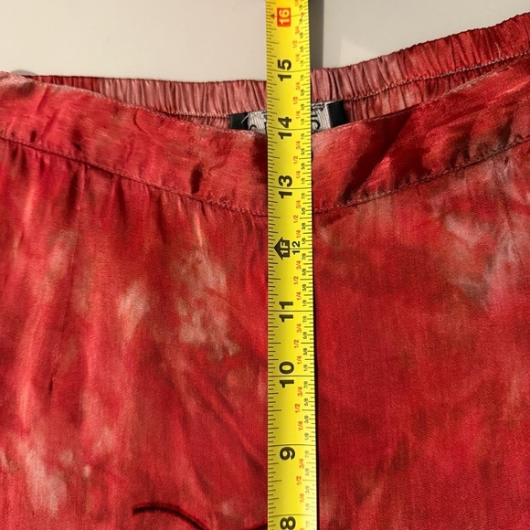 vtg Citron Santa Monica Red Silk Blend Art Print Wide Leg Pants Medium - Picture 10 of 12